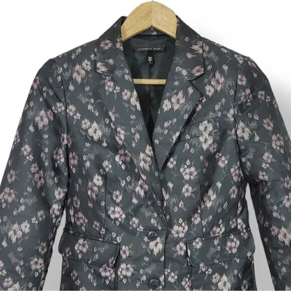 NEW Victoria's Secret Jessica Hart 2014 Jacquard Blazer Jacket in Gray/Pink Sz 0 - Picture 4 of 11